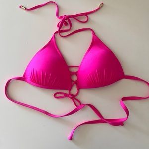 VODA SWIM ENVY PUSH UP CORSET BATHING SUIT TOP HOT PINK